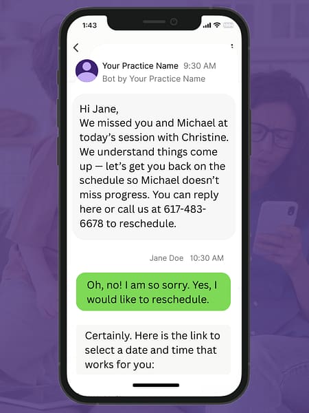 marketing agency for aba therapy clinics | solid ground 19 no show follow up text mobile 1 no show follow up text mobile 1